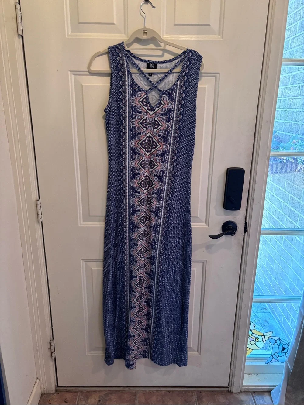 Derek Heart Navy & Pink Patterned Sleeveless Maxi Dress